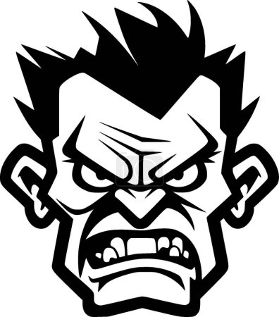 Zombie - black and white vector illustration