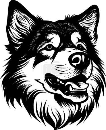 Alaskan malamute - black and white isolated icon - vector illustration
