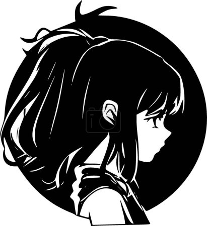 Anime - minimalist and simple silhouette - vector illustration