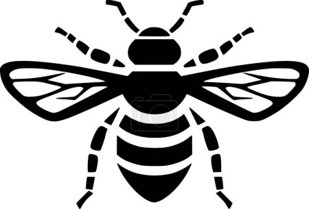 Bee - black and white vector illustration