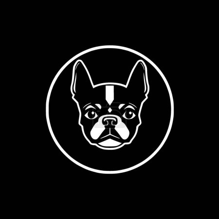 Illustration for Boston terrier - black and white vector illustration - Royalty Free Image