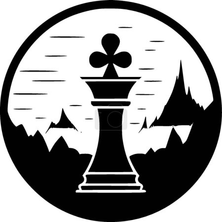 Chess - black and white isolated icon - vector illustration