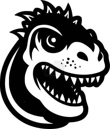 Dinosaure - icône isolée en noir et blanc - illustration vectorielle