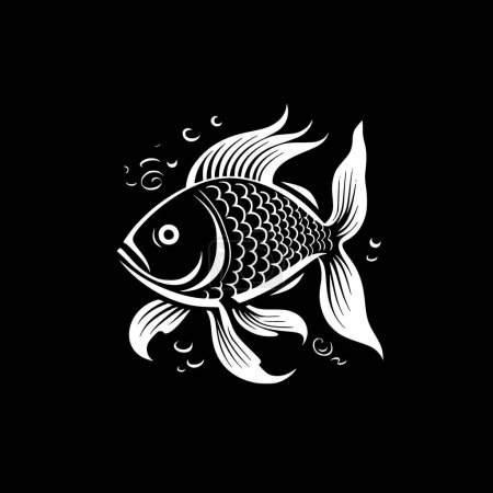 Illustration for Goldfish - black and white vector illustration - Royalty Free Image