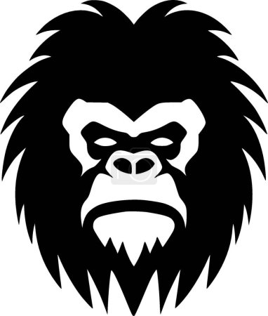 Gorilla - schwarz-weiße Vektorillustration