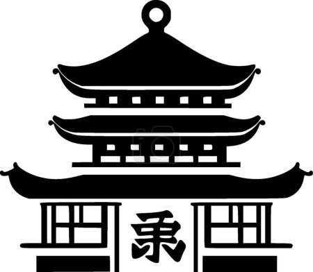 Japan - black and white isolated icon - vector illustration
