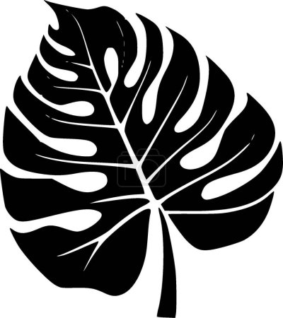 Monstera - icône isolée en noir et blanc - illustration vectorielle