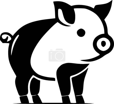 Illustration for Pig - black and white isolated icon - vector illustration - Royalty Free Image