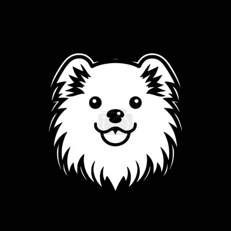 Pomeranian - black and white vector illustration