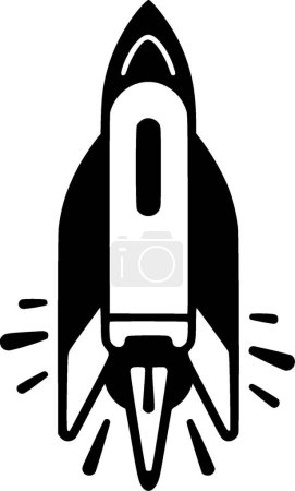Rakete - Isoliertes schwarz-weißes Symbol - Vektorillustration