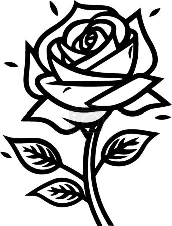 Rose - black and white isolated icon - vector illustration