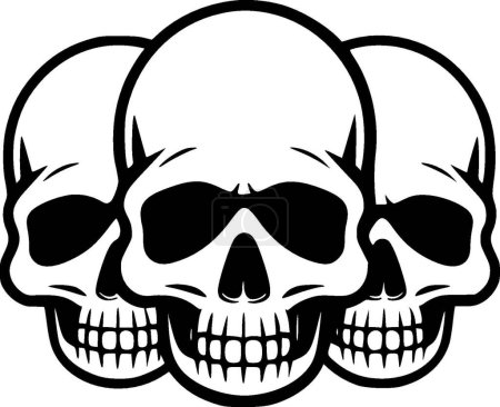 Skulls - black and white isolated icon - vector illustration