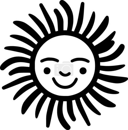 Illustration for Sun - black and white isolated icon - vector illustration - Royalty Free Image