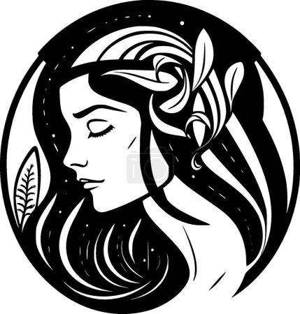 Art nouveau - black and white isolated icon - vector illustration