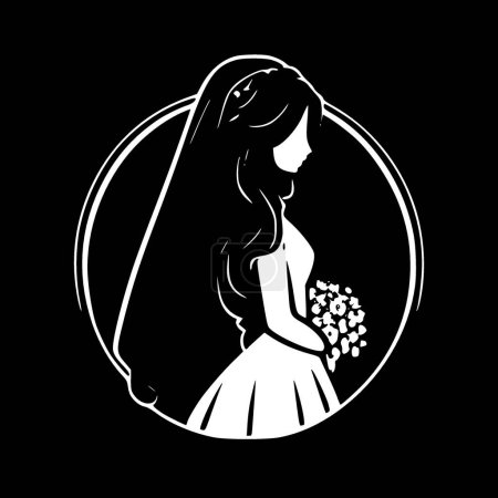 Mariée - illustration vectorielle noir et blanc