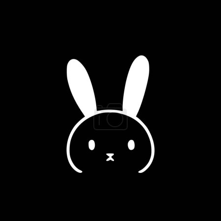 Bunny face - black and white vector illustration