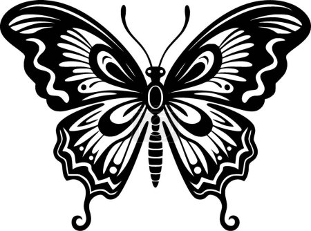Téléchargez les illustrations : Papillon - silhouette minimaliste et simple - illustration vectorielle - en licence libre de droit