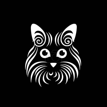 Katze - schwarz-weißes Icon - Vektorillustration