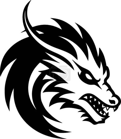 Dragon - icône isolée en noir et blanc - illustration vectorielle