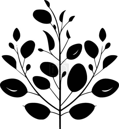 Téléchargez les illustrations : Eucalyptus - silhouette minimaliste et simple - illustration vectorielle - en licence libre de droit