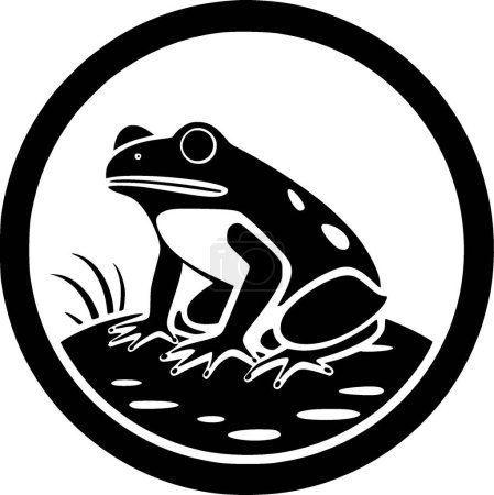 Frog - black and white vector illustration