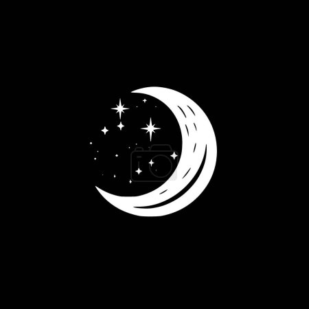 Illustration for Moon - black and white vector illustration - Royalty Free Image