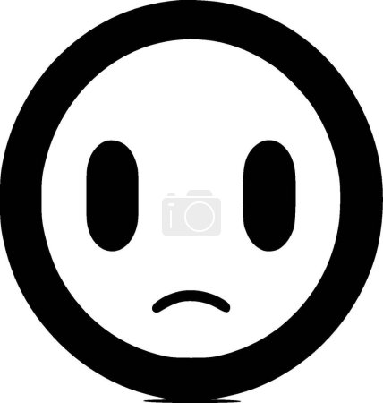 Illustration for Sad - black and white isolated icon - vector illustration - Royalty Free Image
