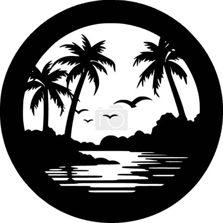 Summer - black and white isolated icon - vector illustration