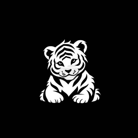 Tiger baby - minimalist and flat logo - vector illustration