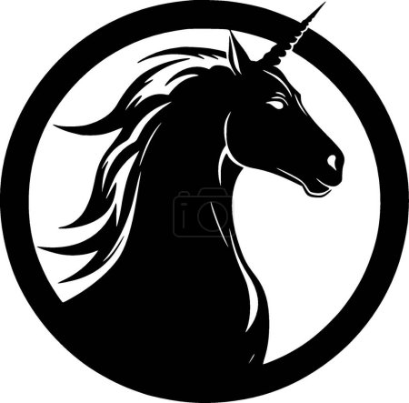 Ilustración de Unicornio - ilustración vectorial en blanco y negro - Imagen libre de derechos