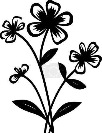 Flor silvestre - icono aislado en blanco y negro - ilustración vectorial