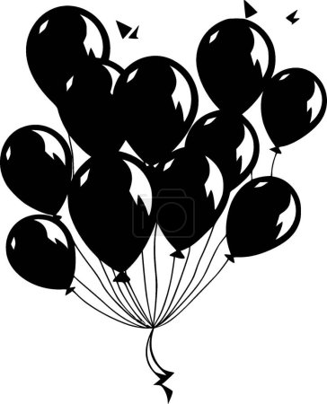 Ballons - icône isolée en noir et blanc - illustration vectorielle
