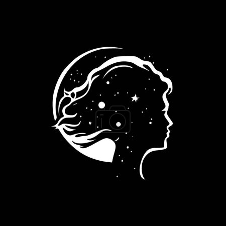 Illustration for Celestial - black and white isolated icon - vector illustration - Royalty Free Image