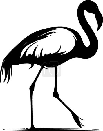 Illustration for Flamingo - black and white isolated icon - vector illustration - Royalty Free Image