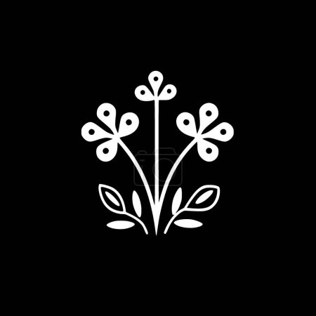Flowers - black and white isolated icon - vector illustration