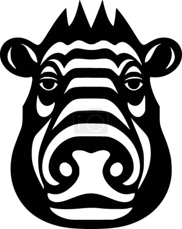 Téléchargez les illustrations : Hippopotame - logo plat et minimaliste - illustration vectorielle - en licence libre de droit
