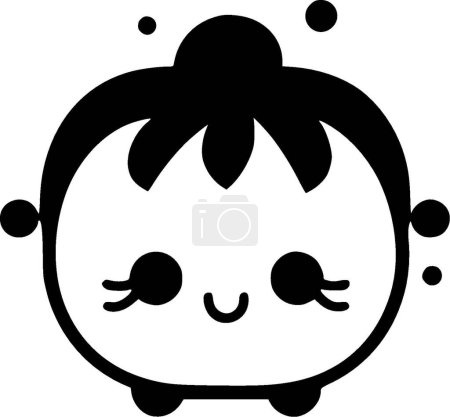 Kawaii - icône isolée en noir et blanc - illustration vectorielle