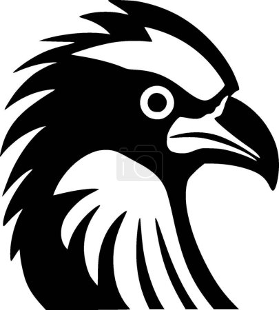 Parrot - black and white vector illustration