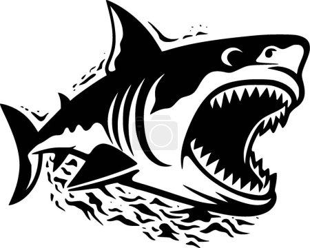 Ilustración de Shark - icono aislado en blanco y negro - ilustración vectorial - Imagen libre de derechos