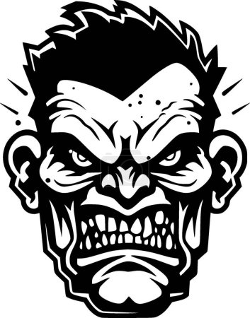 Zombie - black and white isolated icon - vector illustration