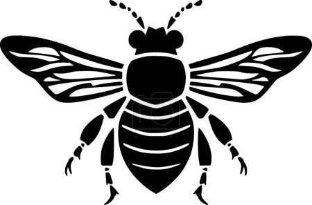 Bee - black and white isolated icon - vector illustration