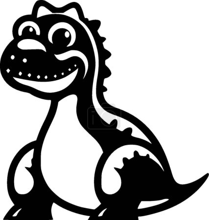 Dinosaurier - schwarz-weißes Icon - Vektorillustration