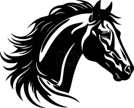 Cheval - icône isolée en noir et blanc - illustration vectorielle