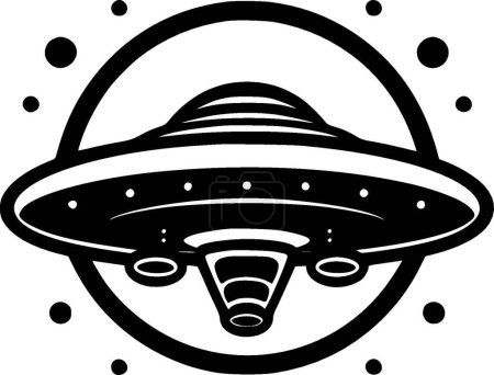 Ufo - black and white isolated icon - vector illustration