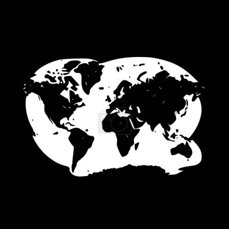 Welt - Schwarz-Weiß-Ikone - Vektorillustration