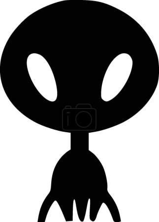 Alien - black and white isolated icon - vector illustration