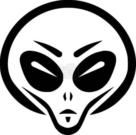 Alien - icono aislado en blanco y negro - ilustración vectorial
