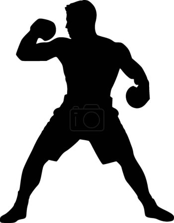 Boxeo - icono aislado en blanco y negro - ilustración vectorial
