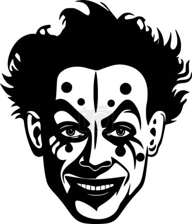 Clown - icône isolée en noir et blanc - illustration vectorielle