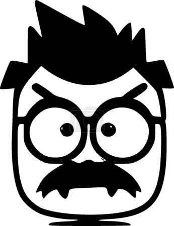 Funny - black and white vector illustration